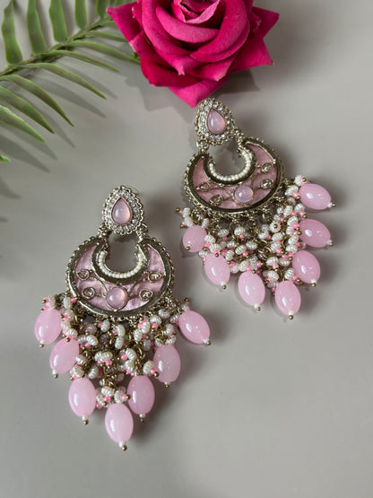 Jaini Pink MOP Moon Earring