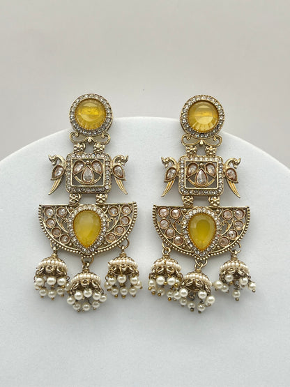 Barkha Yellow Stone with peacock Earring