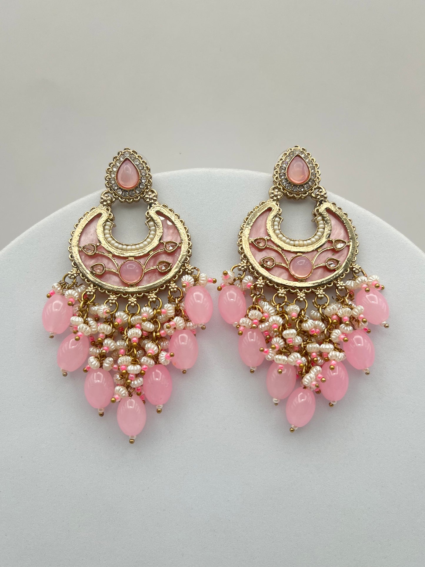 Jaini Pink MOP Moon Earring