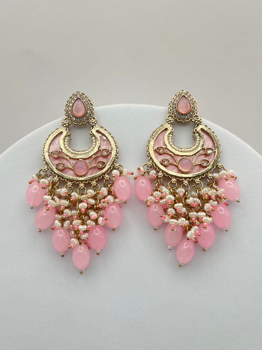 Jaini Pink MOP Moon Earring