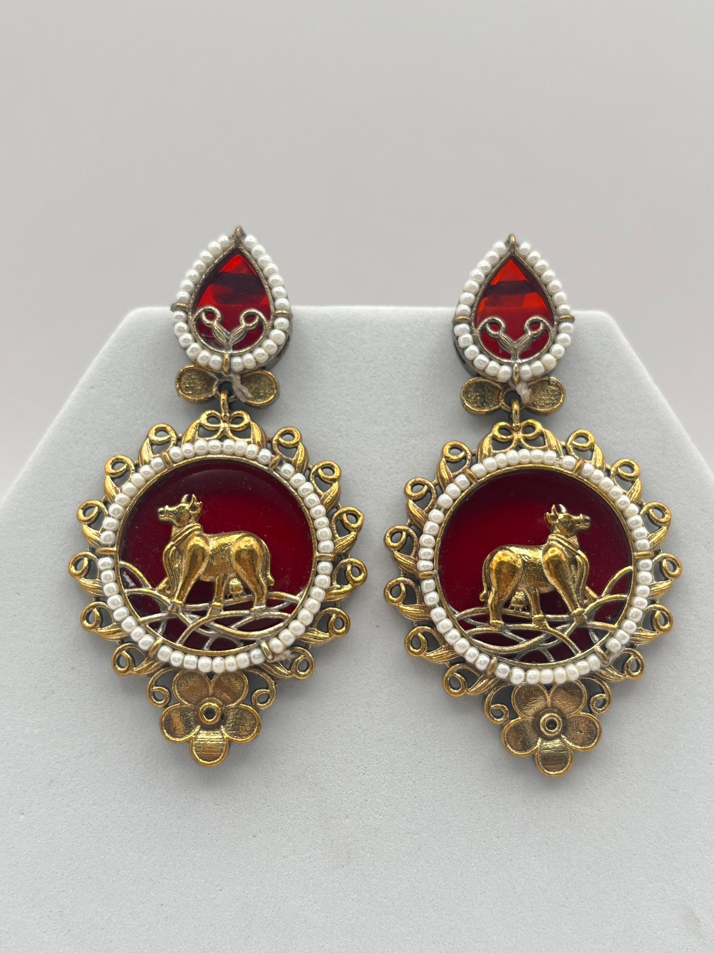 Mishti Red Cow Earrings