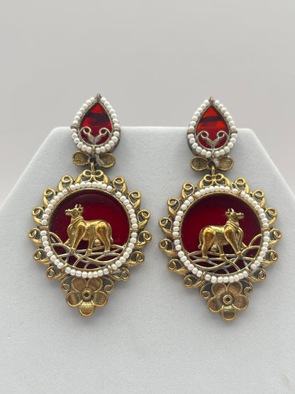 Mishti Red Cow Earrings