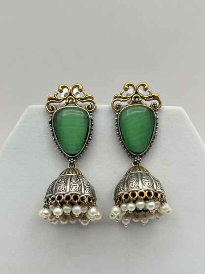Yamini Dual Tone Green Earring