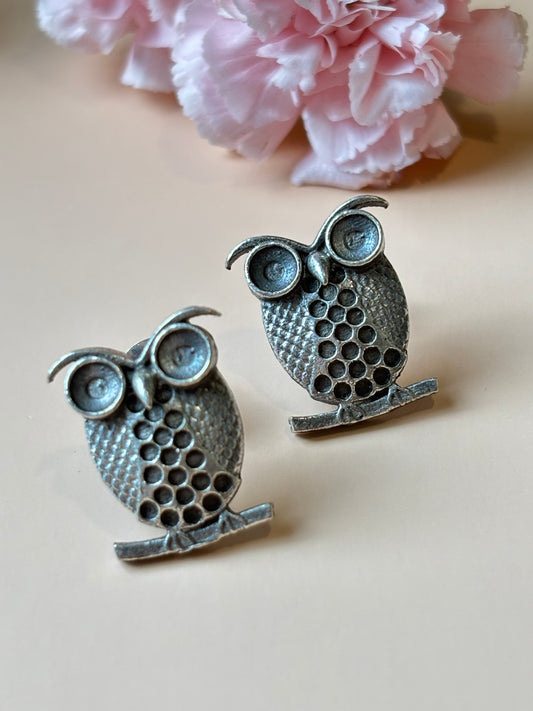 Uwila Owl Oxidized Earrings