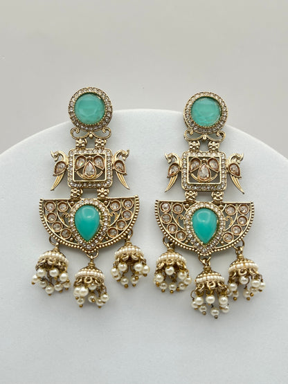 Barkha Blue Stone with peacock Earring