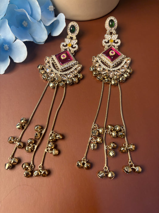 Saumya Green & Pink Mehendi Polish Kashmiri Earring