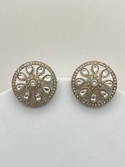 Avika Round shape White Stone Studs