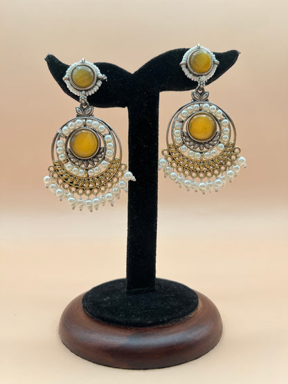 Priyali Yellow Pearl Chandbali