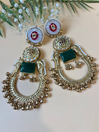 Janvika MOP Golden Long Earrings