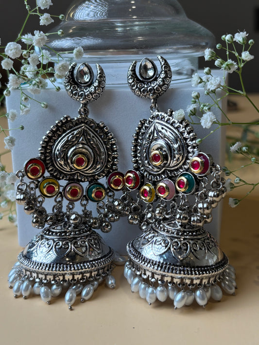 Eesha Multi color Oxidized Long Earring