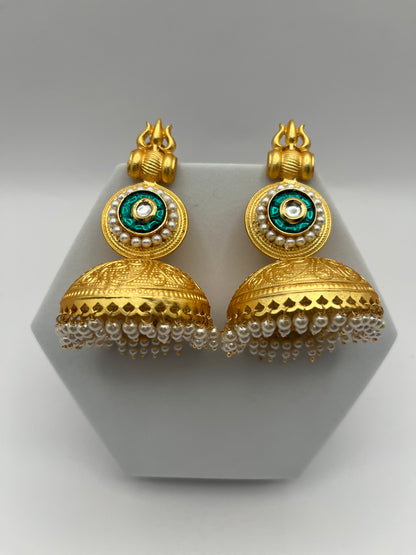 Shivangi Green & Golden Earrings
