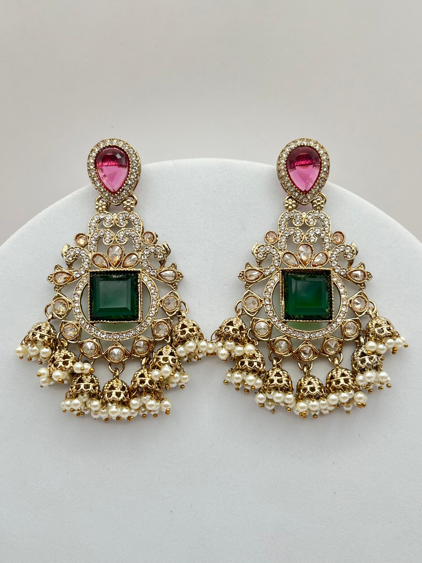 Tira Pink and Green Earring