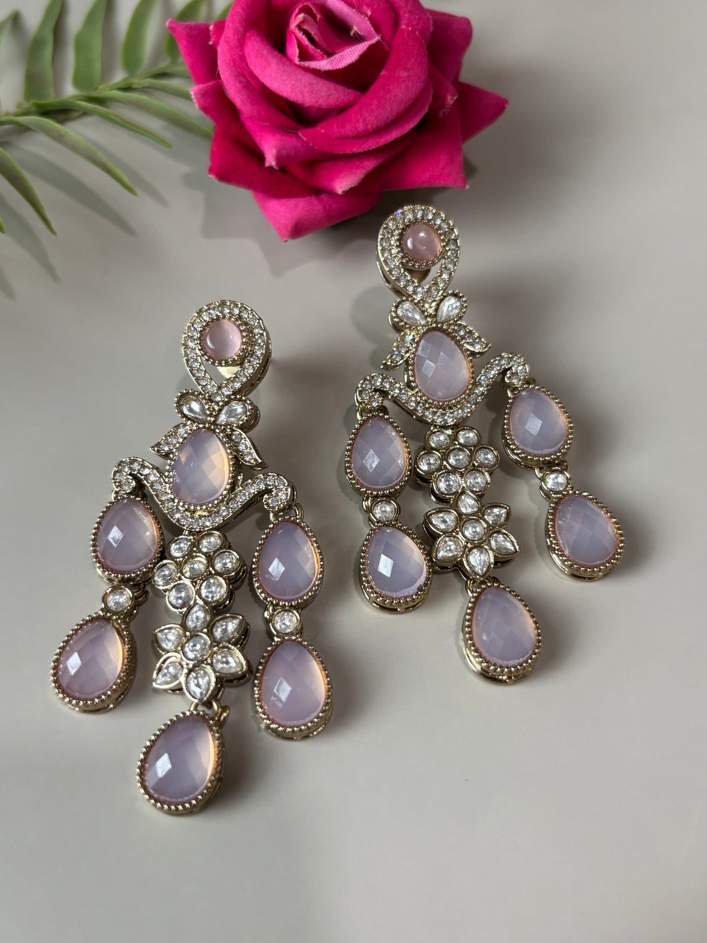 Ritvi Pink Stone Indo Western Earring