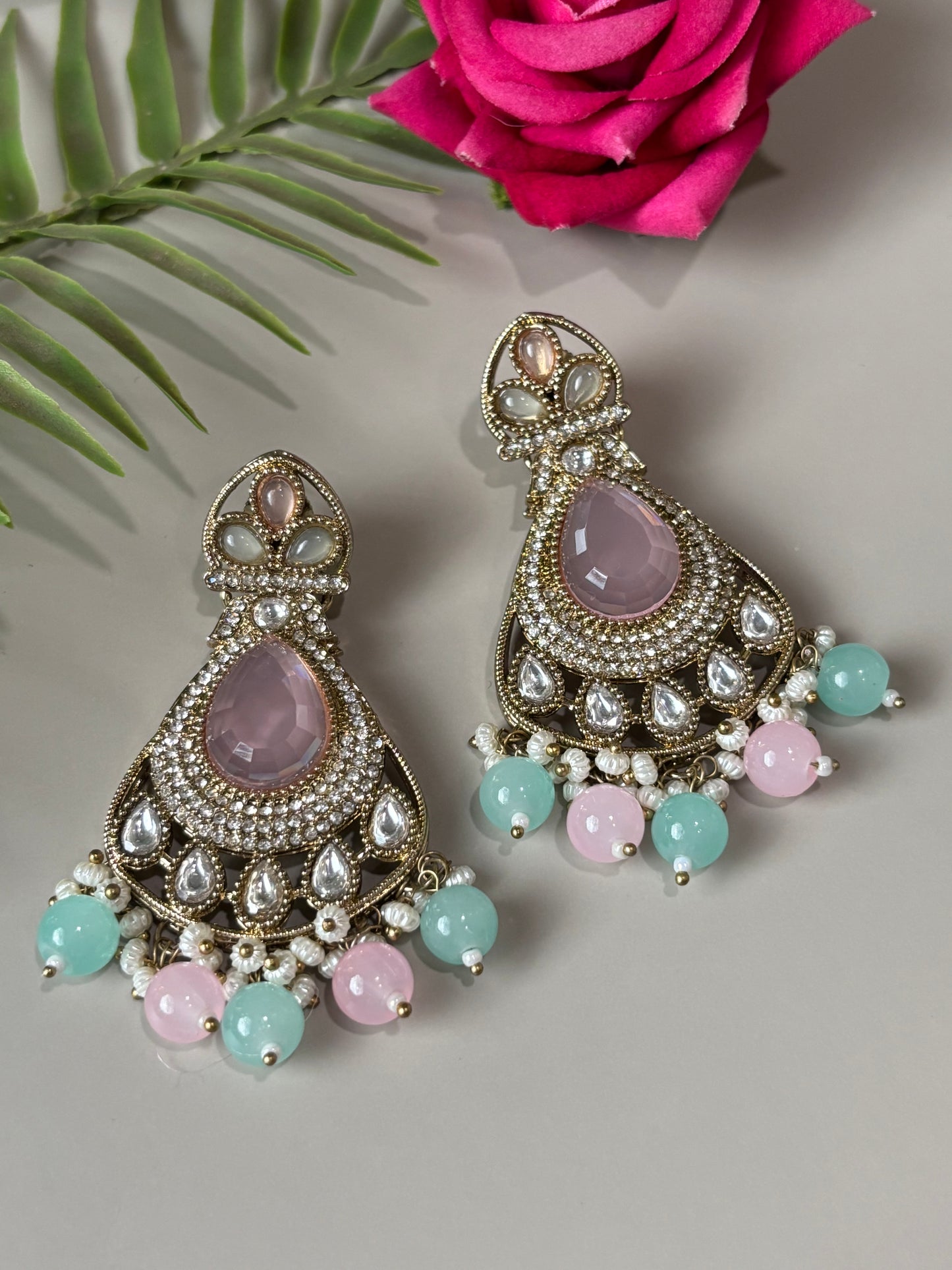 Tiya Pastel Pink and Green Earring