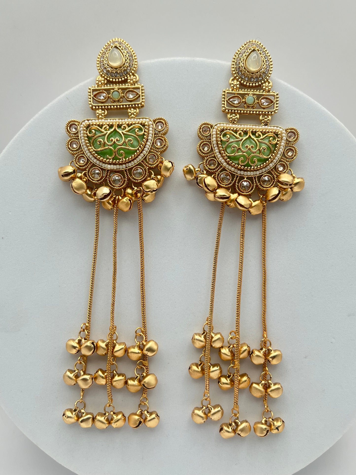 Meghna Rajwadi Polish Mint Green Kashmiri earring