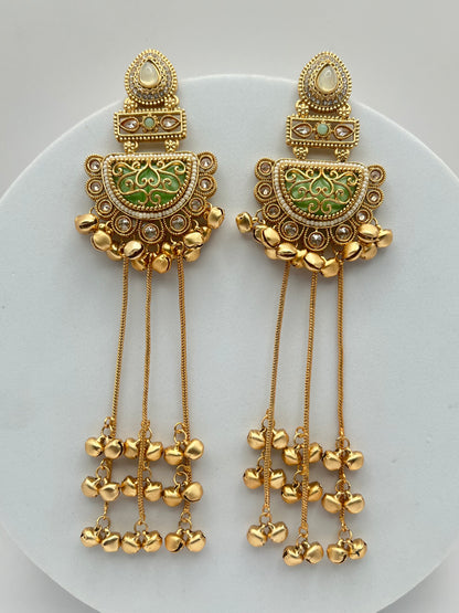 Meghna Rajwadi Polish Mint Green Kashmiri earring