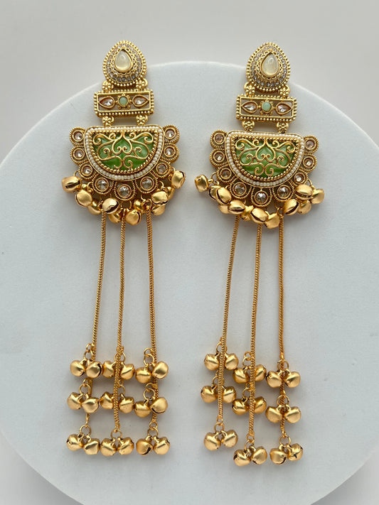 Meghna Rajwadi Polish Mint Green Kashmiri earring
