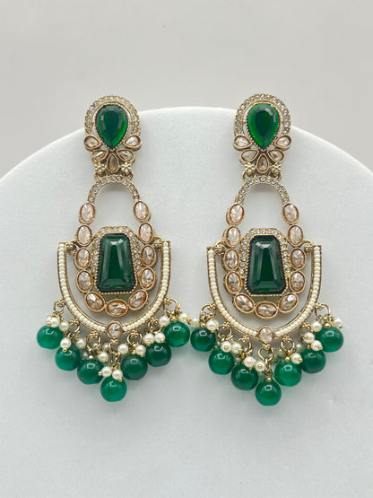 Mishka Green Stone Long Earring