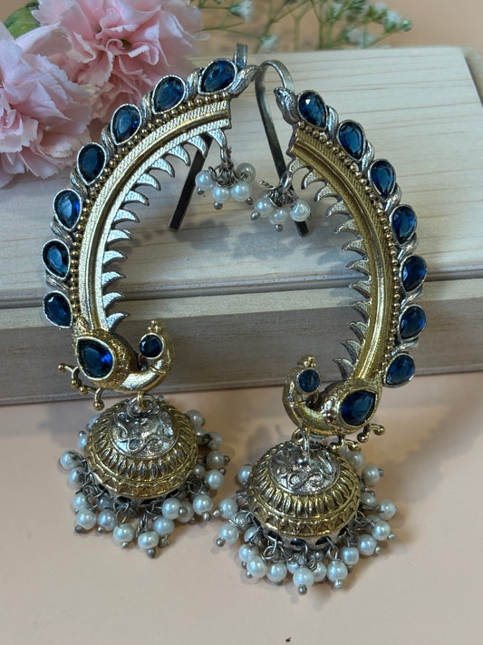 Mayuri Dual tone Blue Peacock Earcuffs