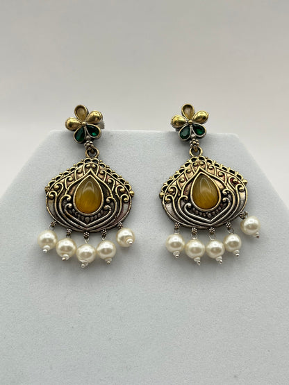 Misha Yellow Dual Tone Earring