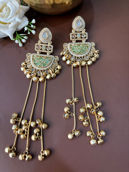 Meghna Rajwadi Polish Mint Green Kashmiri earring