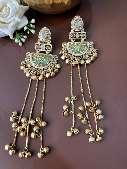 Meghna Rajwadi Polish Mint Green Kashmiri earring