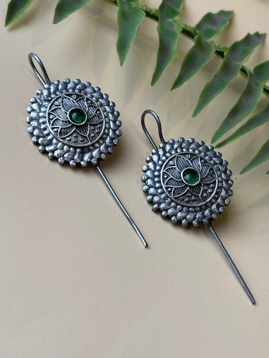 Juhi Green stone Circle Earcuffs