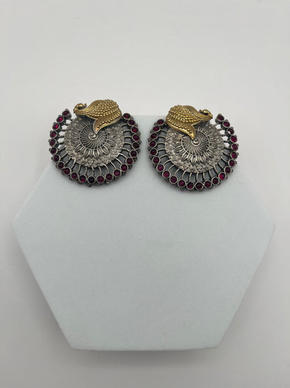 Gitika Peacock Big Pink Studs
