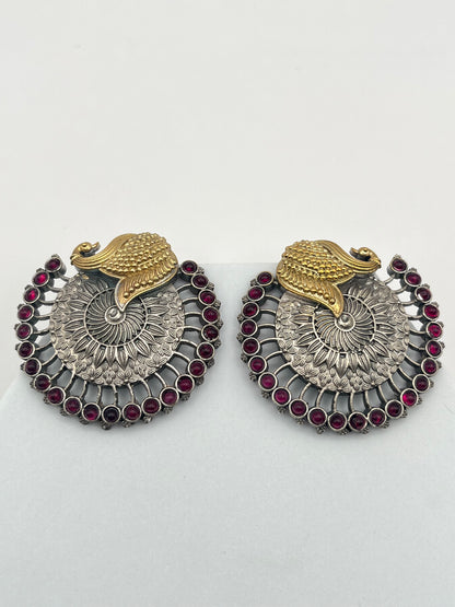 Gitika Peacock Big Pink Studs