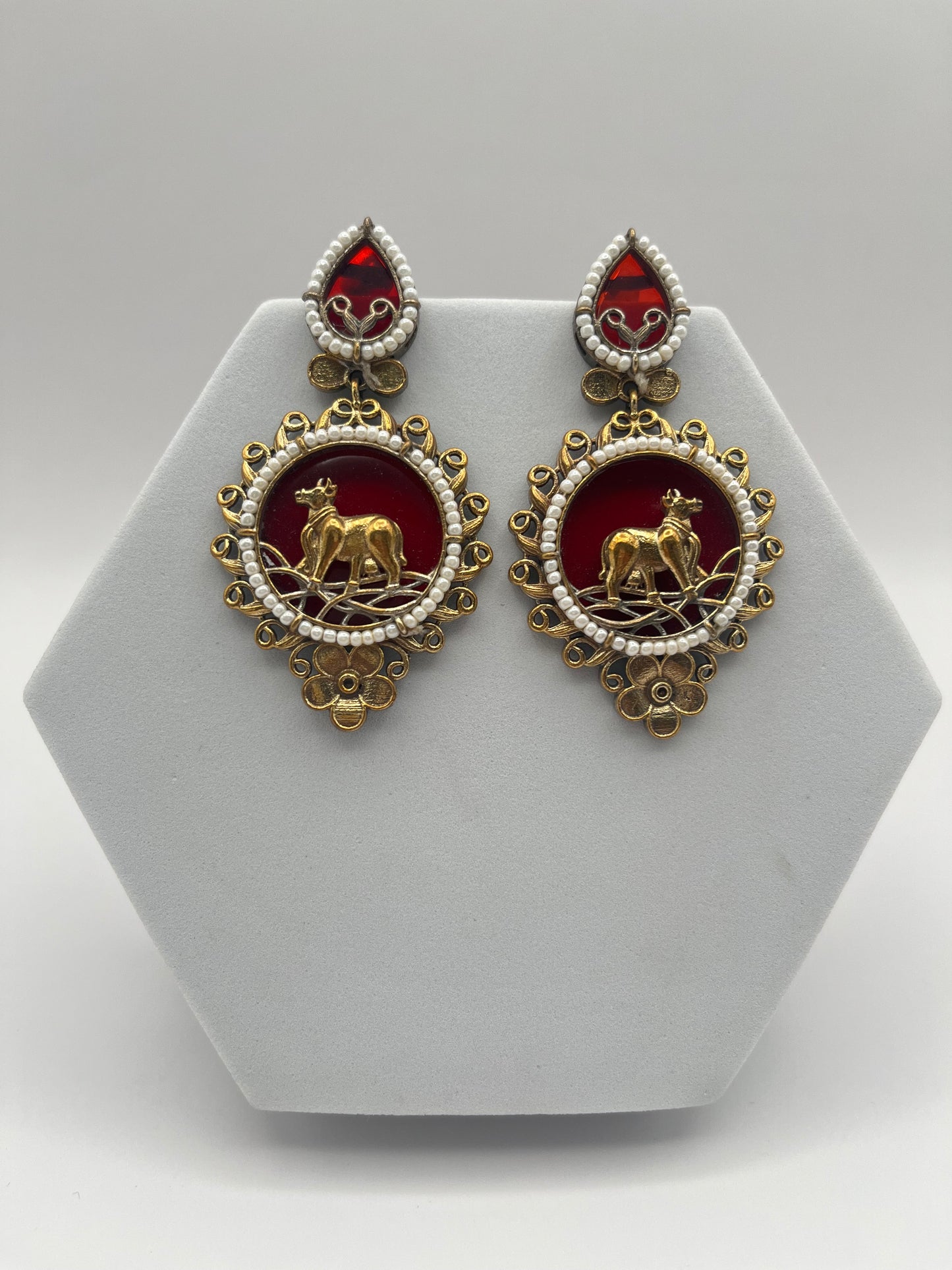 Mishti Red Cow Earrings