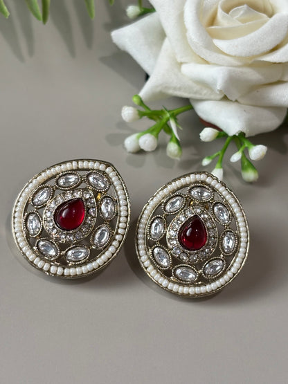 Anika Drop shape Ruby Studs