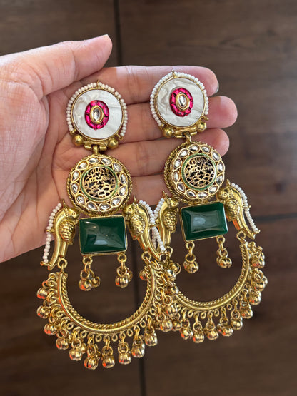 Janvika MOP Golden Long Earrings