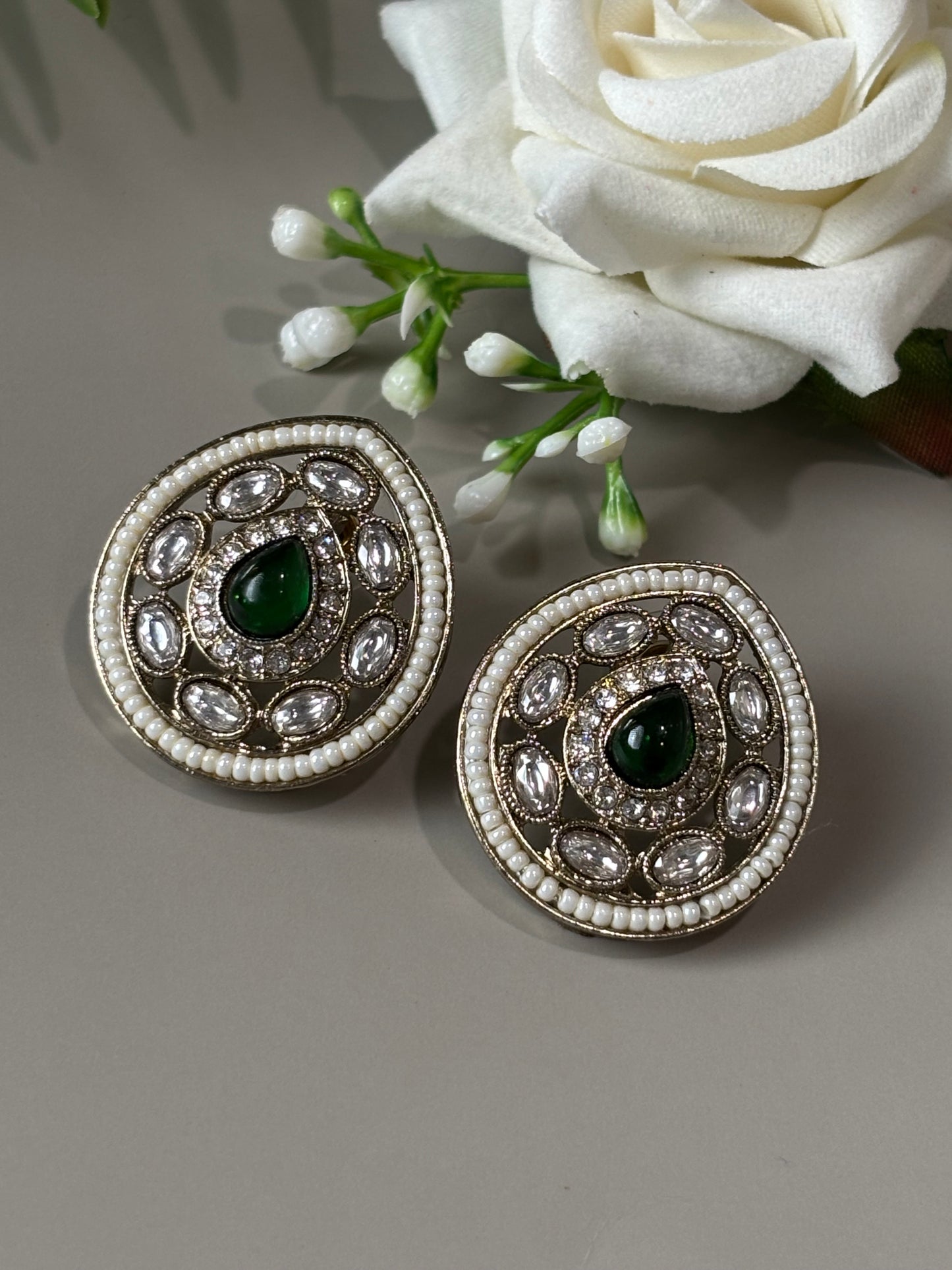 Anika Drop shape Emerald Studs