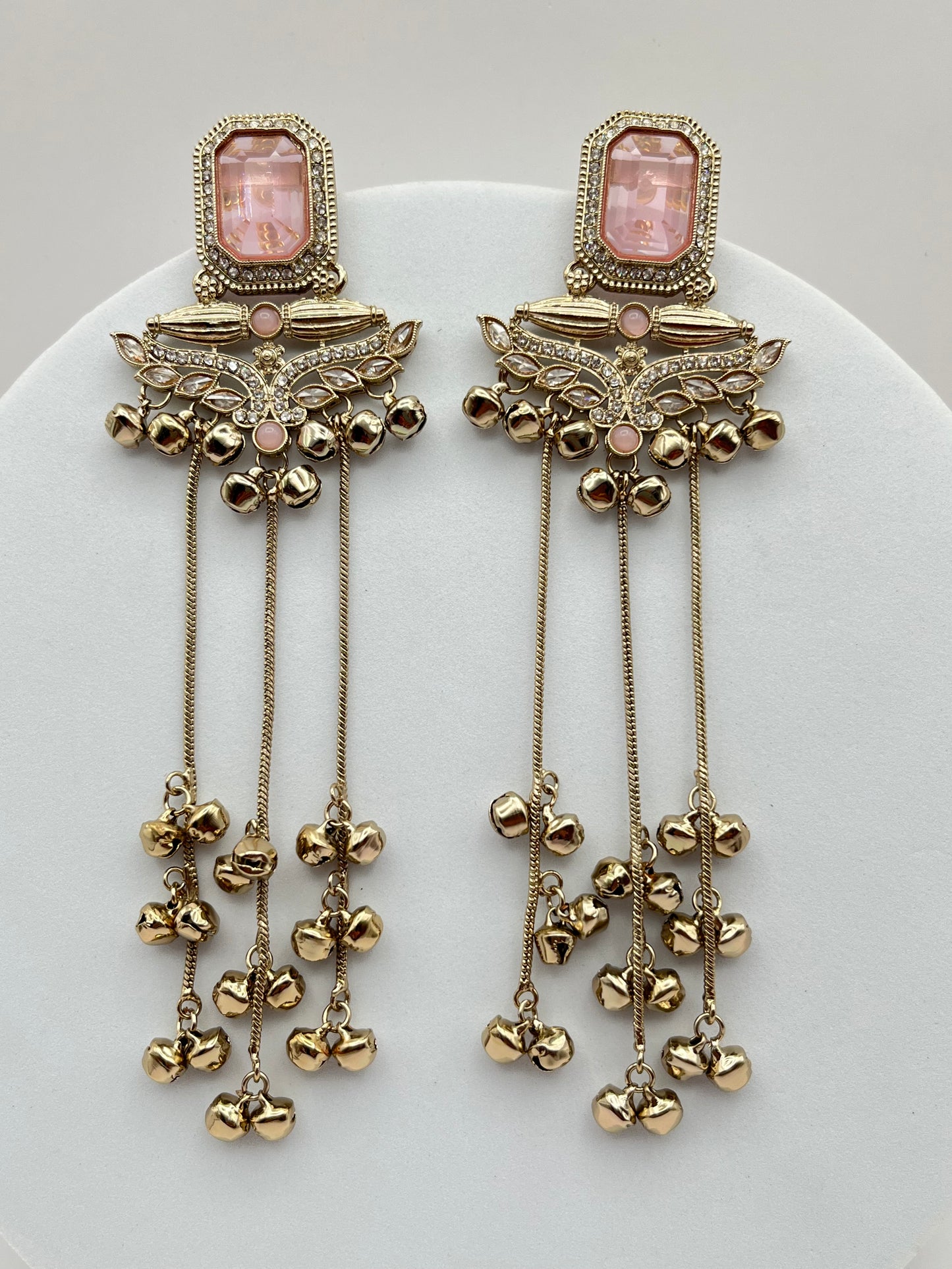 Kavya Pink Stone Mehendi Polish Kashmiri Earring