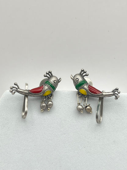 Myra Parrot Oxidized Earring