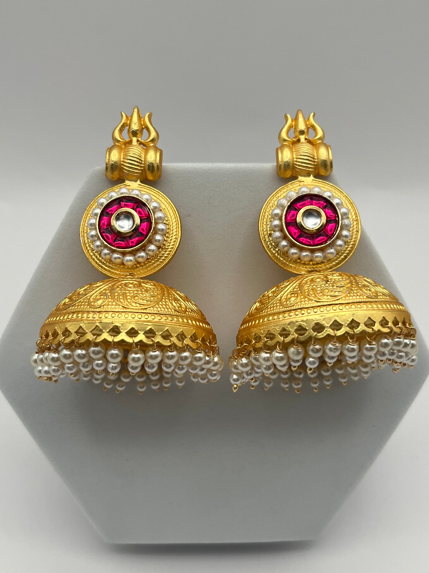 Shivangi Pink & Golden Earrings