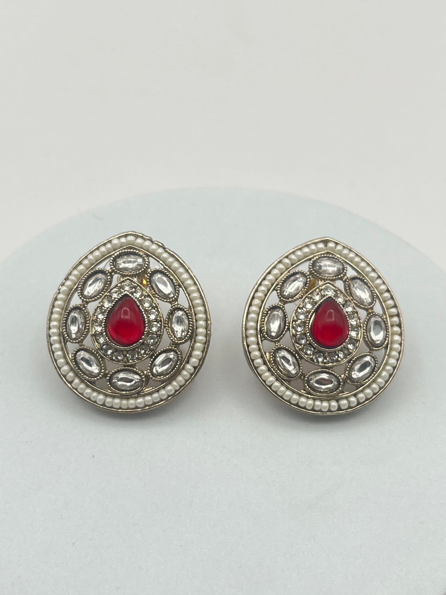 Anika Drop shape Ruby Studs