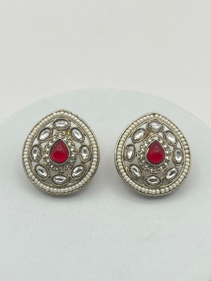 Anika Drop shape Ruby Studs