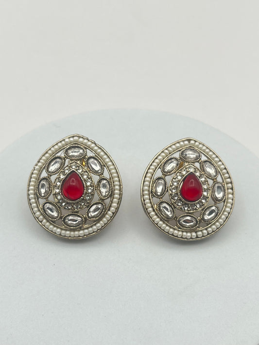 Anika Drop shape Ruby Studs