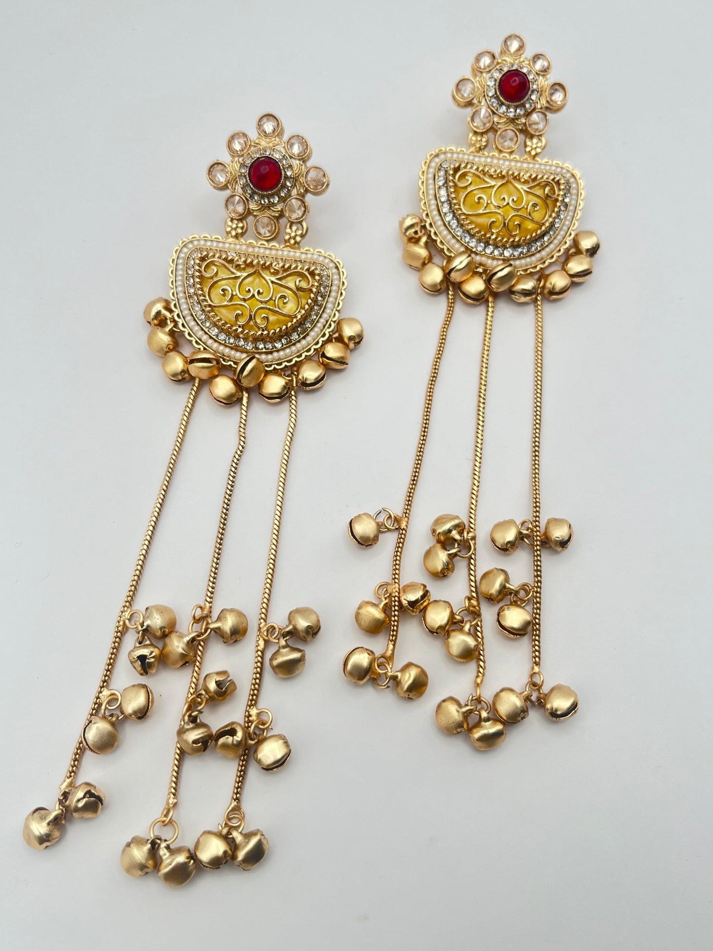 Meghna Rajwadi Polish Red & Yellow Kashmiri earring