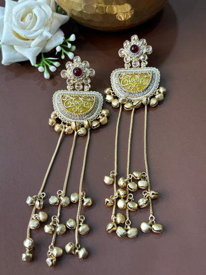 Meghna Rajwadi Polish Red & Yellow Kashmiri earring