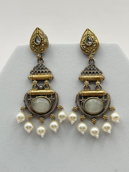 Yuvani Grey Dual Tone Earrings