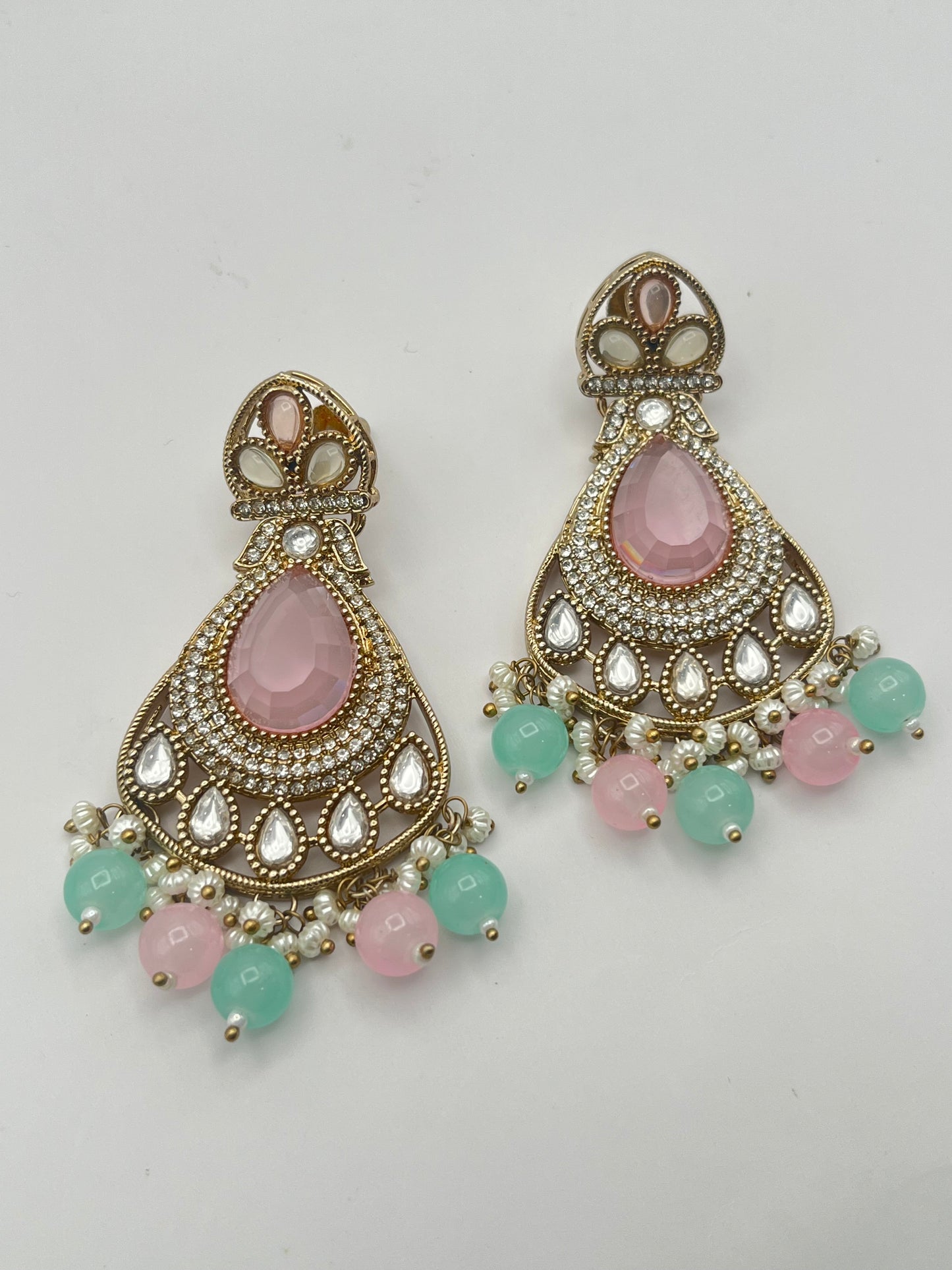Tiya Pastel Pink and Green Earring