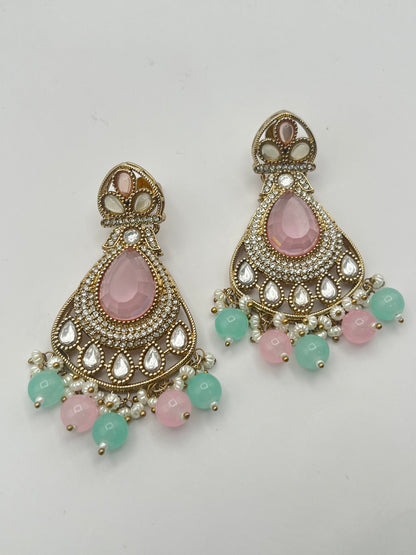 Tiya Pastel Pink and Green Earring