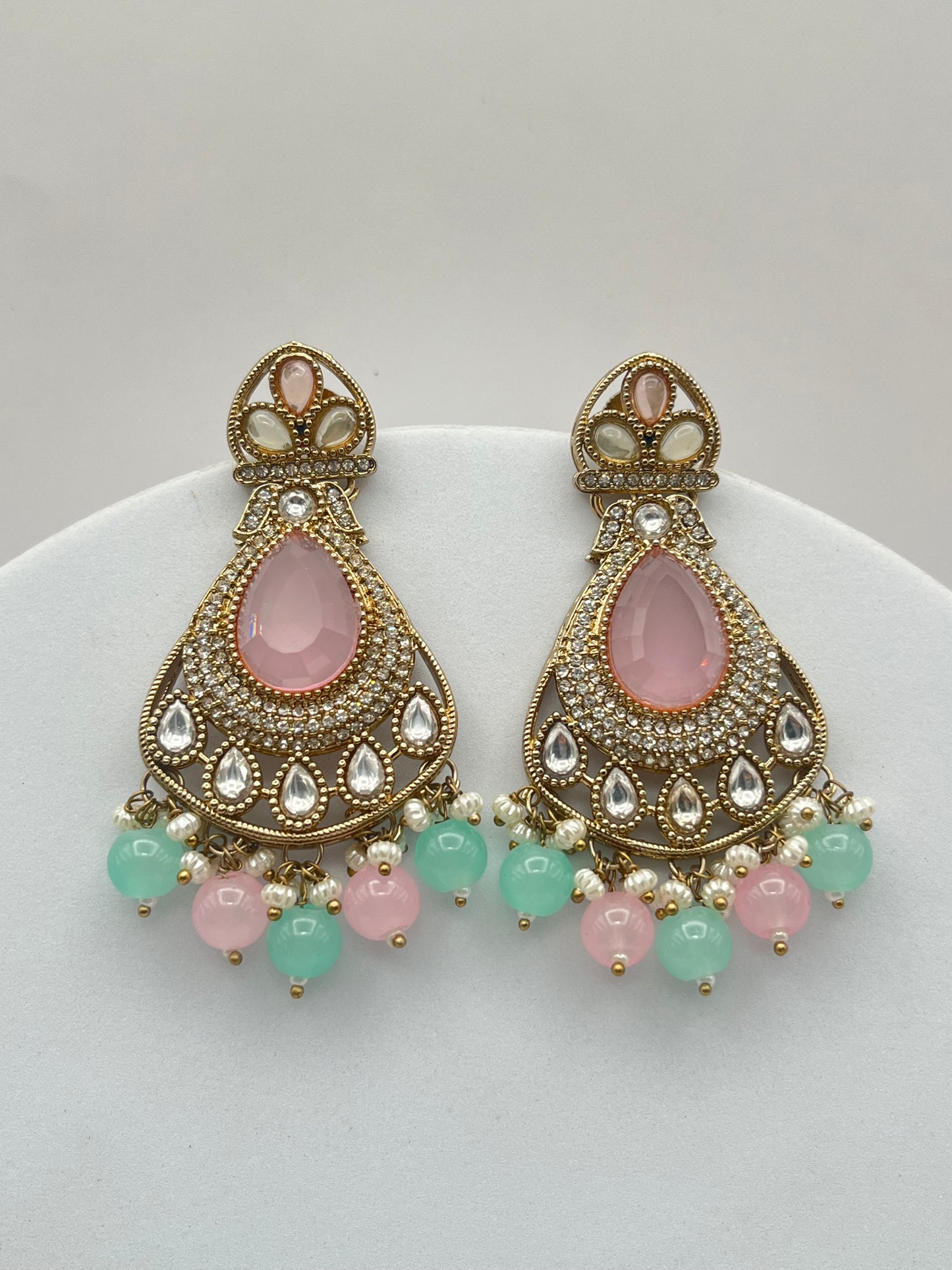 Tiya Pastel Pink and Green Earring