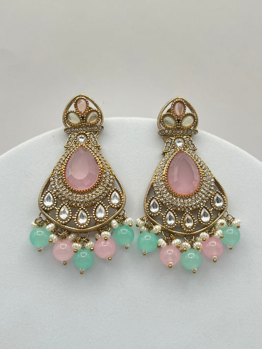 Tiya Pastel Pink and Green Earring
