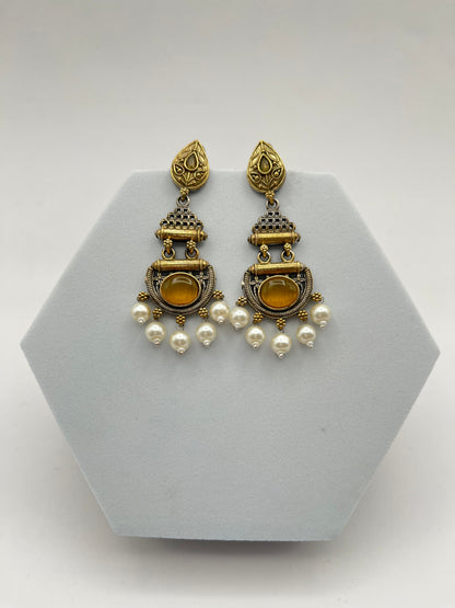 Yuvani Yellow Dual Tone Earrings