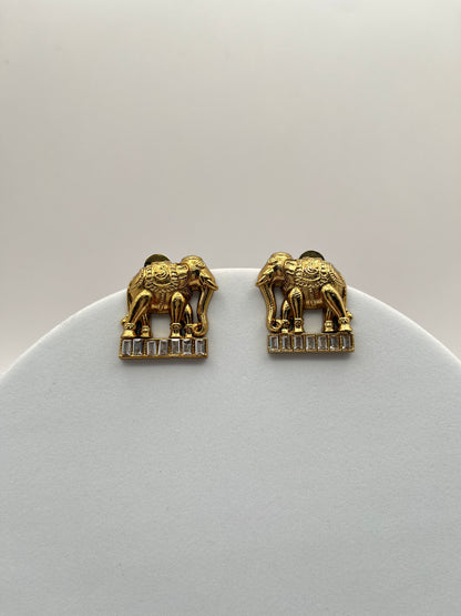 Aashvi Golden Elephant Earrings