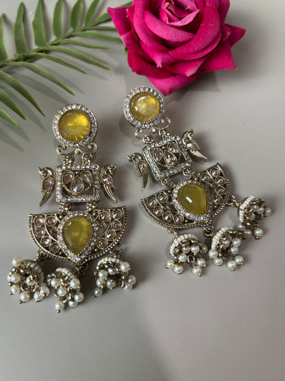 Barkha Yellow Stone with peacock Earring