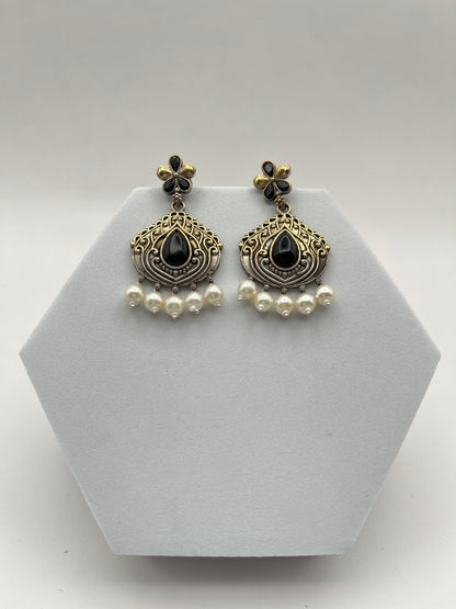 Misha Black Dual Tone Earring